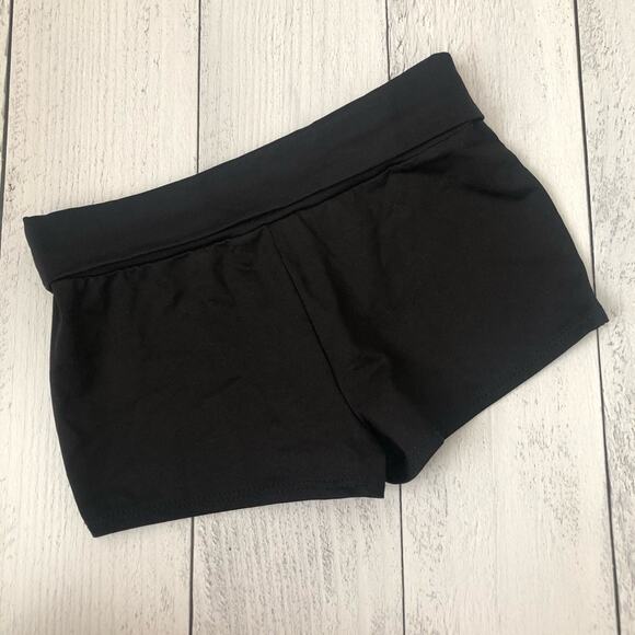 Motionwear black rhinestone hot shorts foldover - Picture 3 of 4